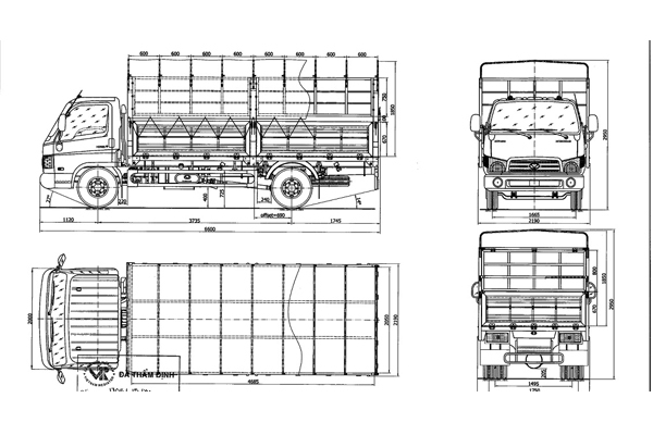 Bản thiết kế thùng chở gia cầm xe tải Hyundai