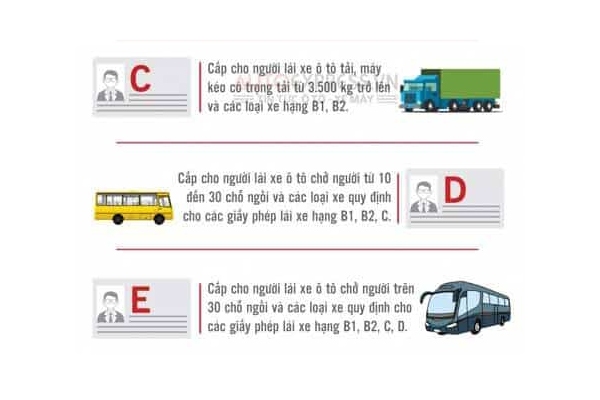 Các loại bằng lái xe ô tô