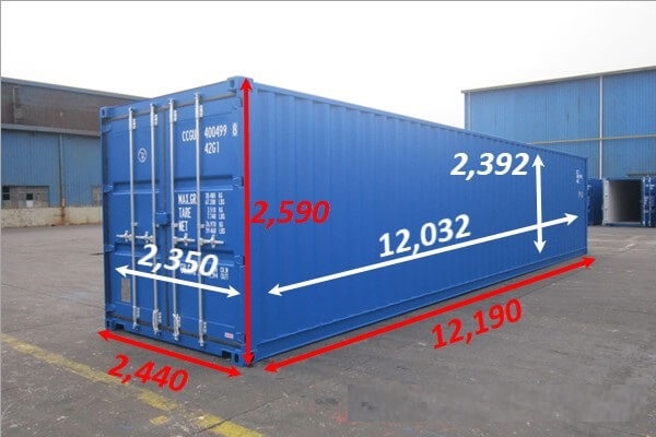 Kich thuoc container 40 feet la gi