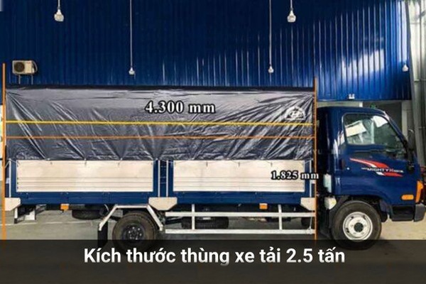 Kích thước thùng xe tải 2.5 tấn Hyundai