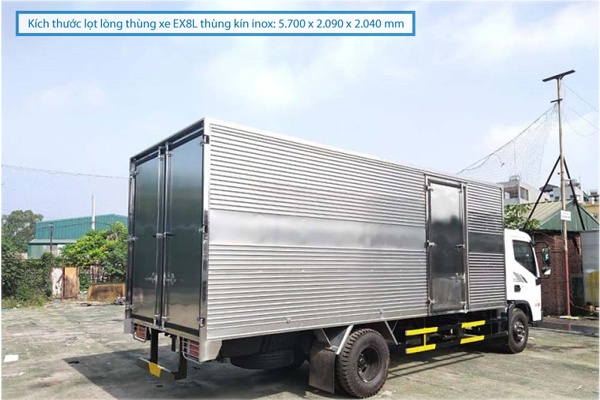 Kích thước xe tải Hyundai 8 tấn thùng kín EX8L