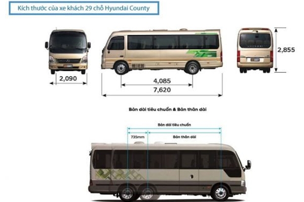 Kích thước xe khách Hyundai