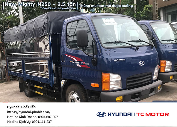 New Mighty N250 - 2,5 tấn - Thùng bạt, dài 3M6
