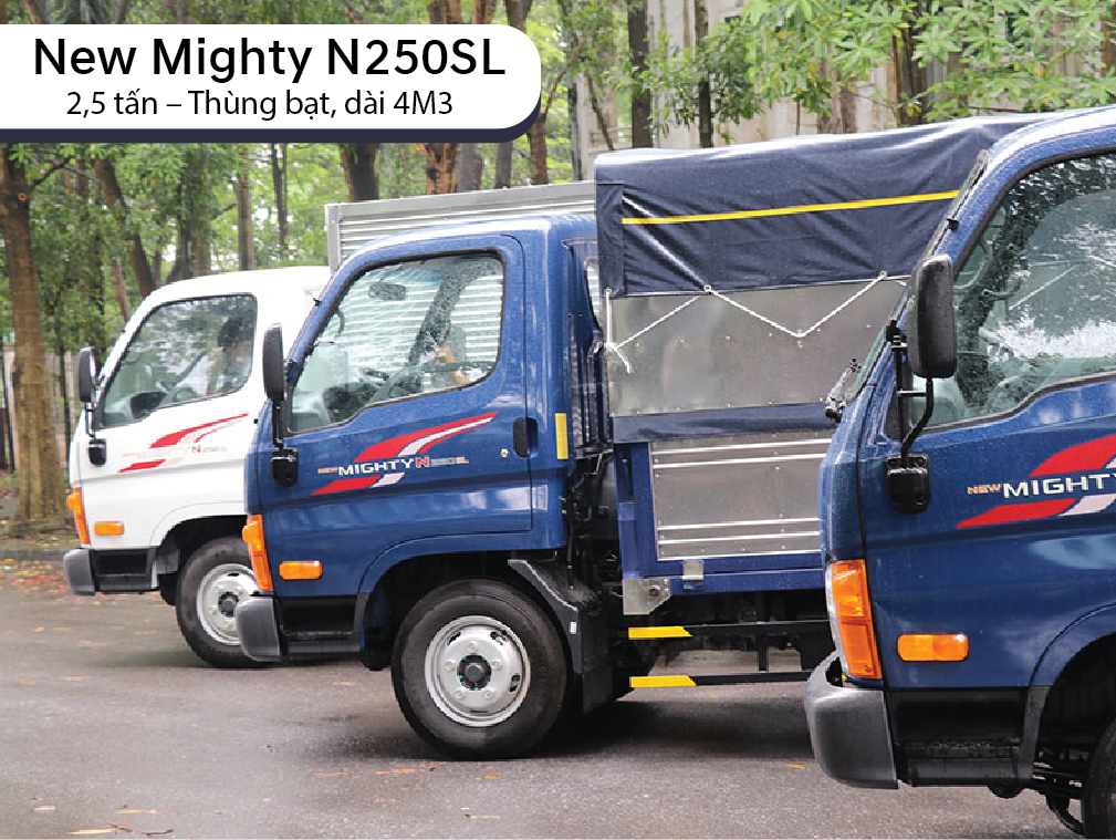 New Mighty N250SL - 2,5 tấn - Thùng bạt, dài 4M3