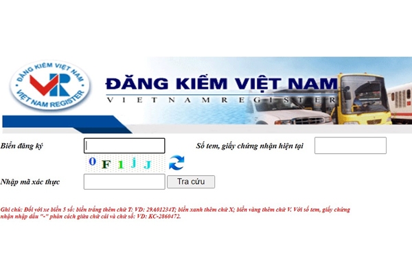Tra cứu hồ sơ dữ liệu đăng kiểm ô tô online